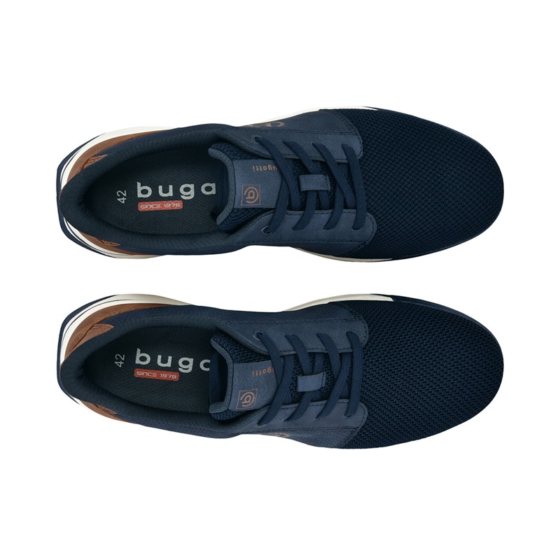 Bugatti Mens Fineas Trainers Dark Blue/Cognac