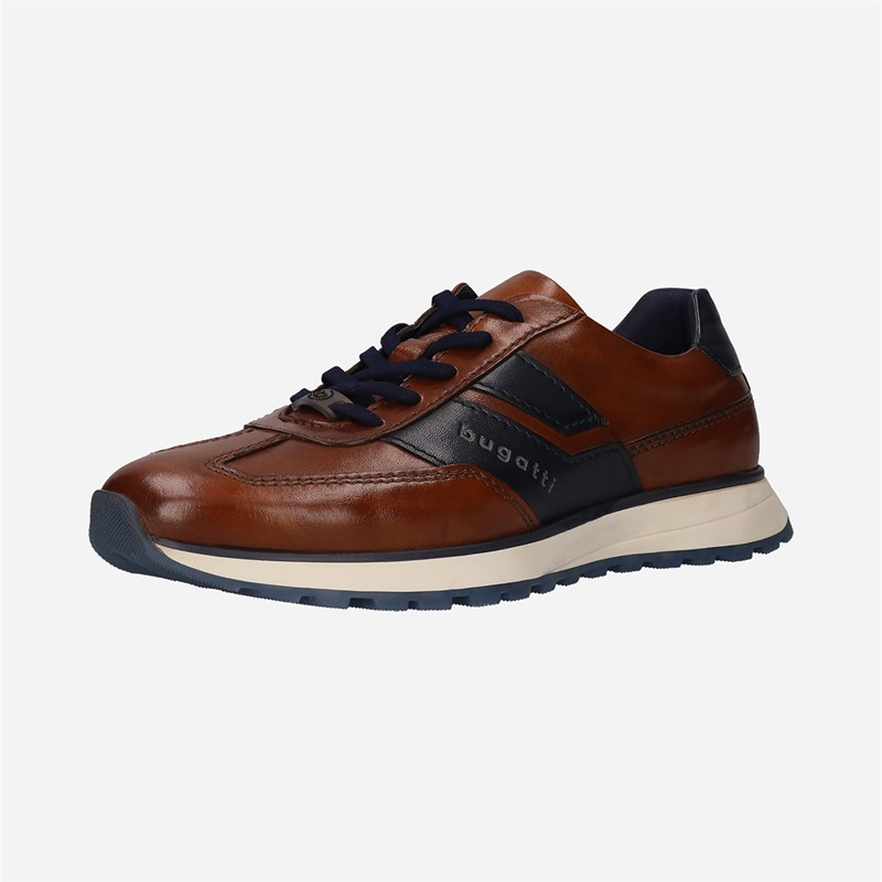 Bugatti Mens Timon Trainers Cognac/Dark Blue