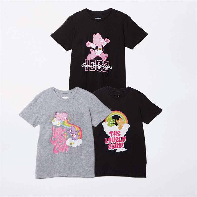 Care Bears lot de 3 t-shirts Fille noir/Gris chiné/noir