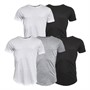 Mo Lot de 5 T-shirts Homme Blanc Optique/Noir/Gris Clair Mixte