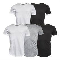 Mo Herren 5er-Pack T-Shirts Optisches Weiß/Schwarz/Hellgrau Mix