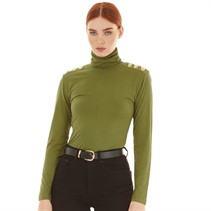 Foxdale Womens Dorset Roll Neck Top Olive