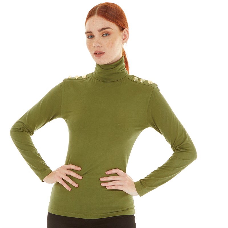 Foxdale Womens Dorset Roll Neck Top Olive