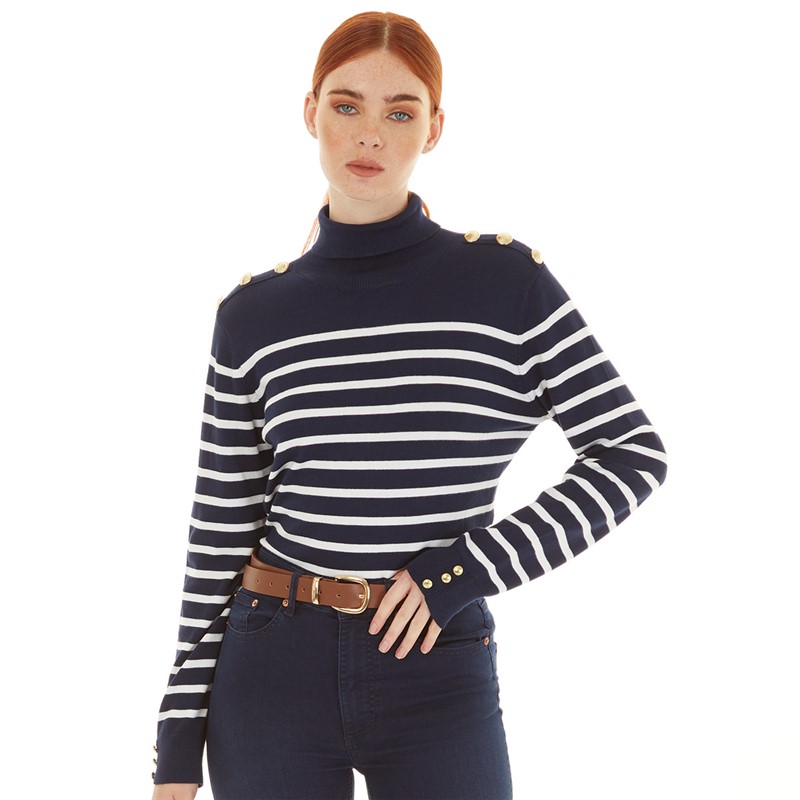 Foxdale Womens Uptown Roll Neck Knit Navy