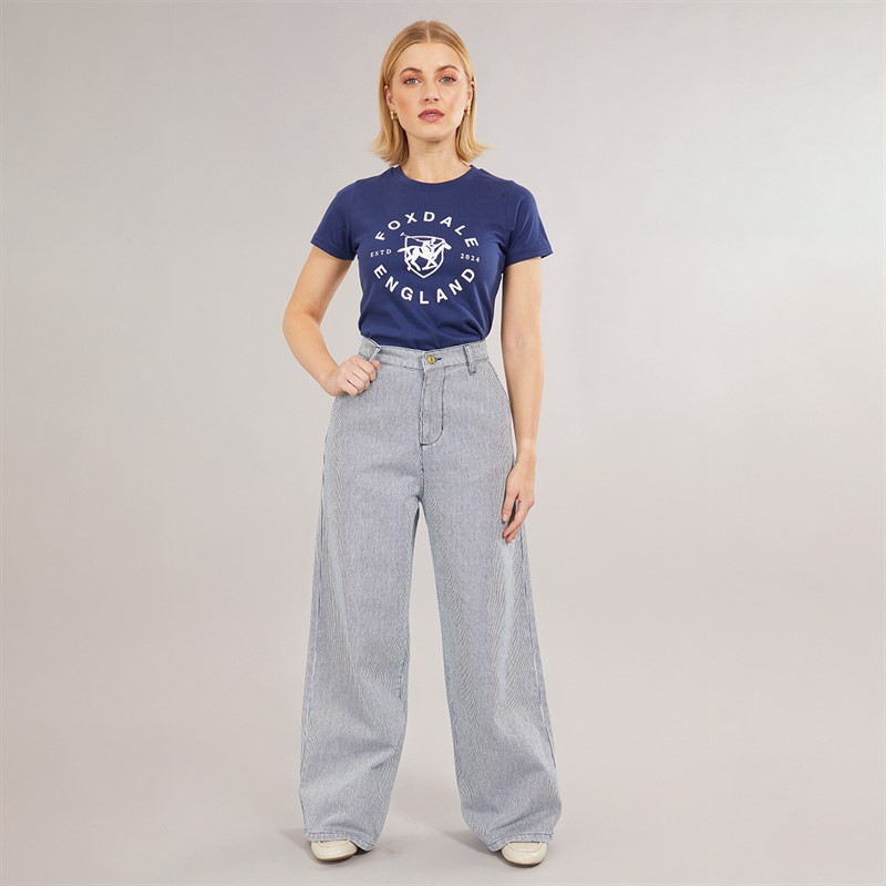 Foxdale Womens Hampstead Striped Trousers White/Navy