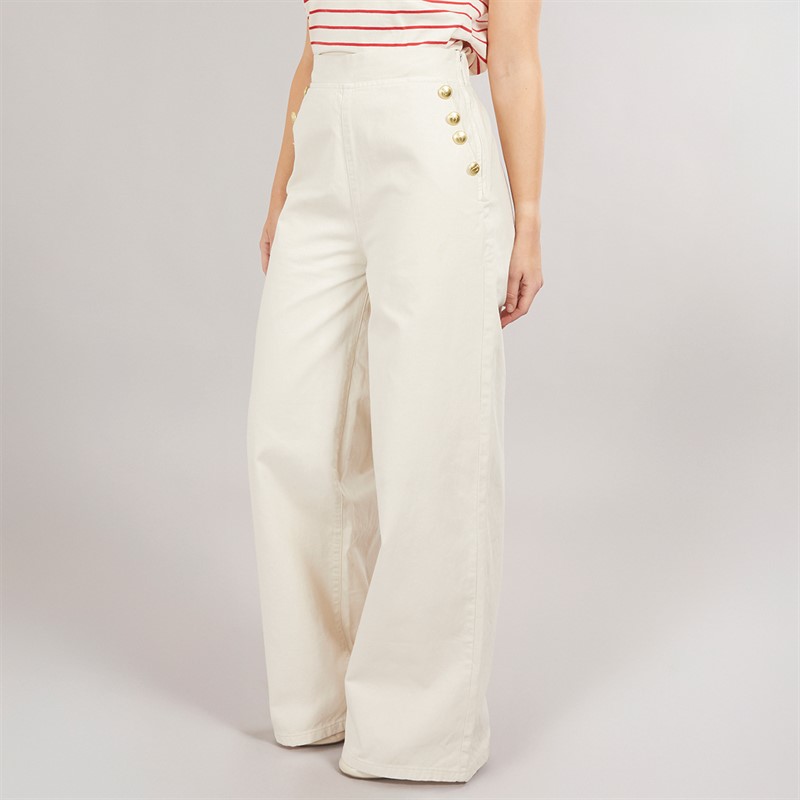 Foxdale Womens Tooting Button Trousers Ecru - Size 8