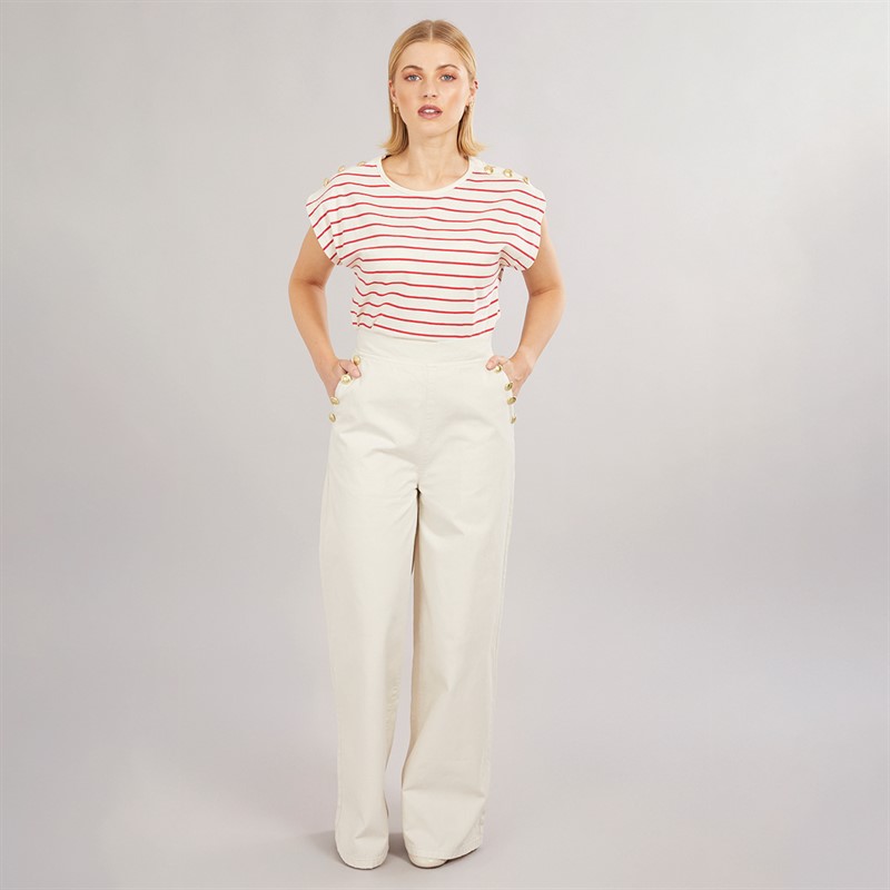 Foxdale Womens Tooting Button Trousers Ecru