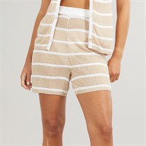 Foxdale Womens Soho Knitted Crochet Shorts Camel/White