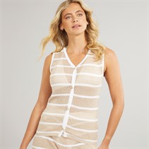 Foxdale Womens Peakham Stripe Knitted Vest Camel/White