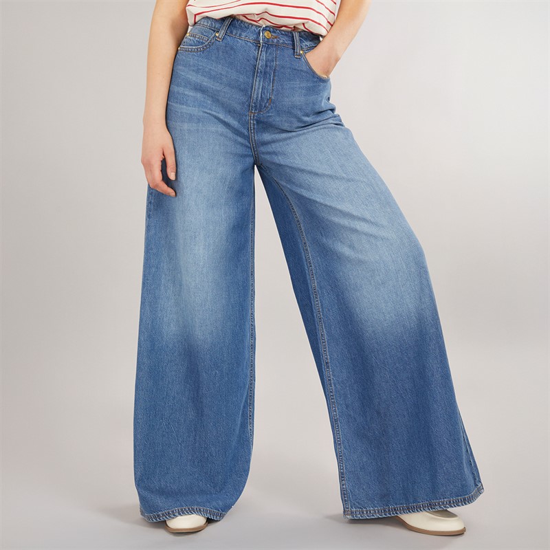 Foxdale Womens Greenwich Wide Leg Jeans Indigo Wash - Size 18