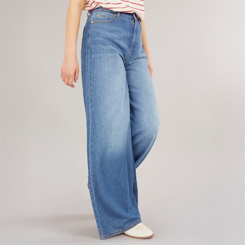 Foxdale Womens Greenwich Wide Leg Jeans Indigo Wash