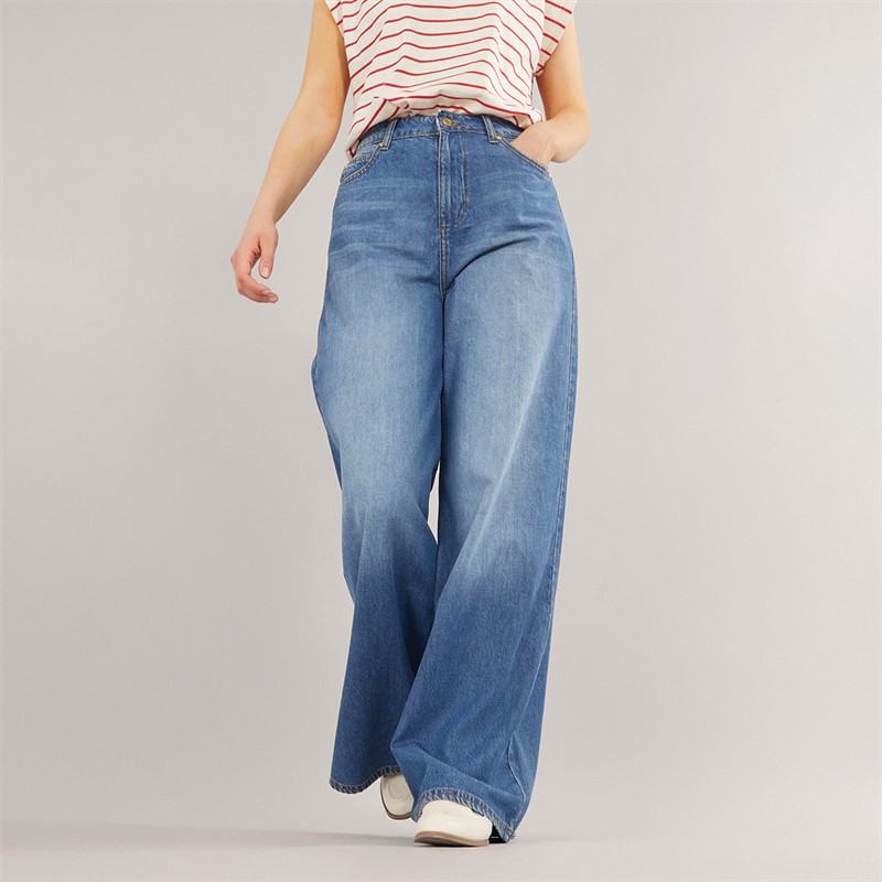 Foxdale Womens Greenwich Wide Leg Jeans Indigo Wash