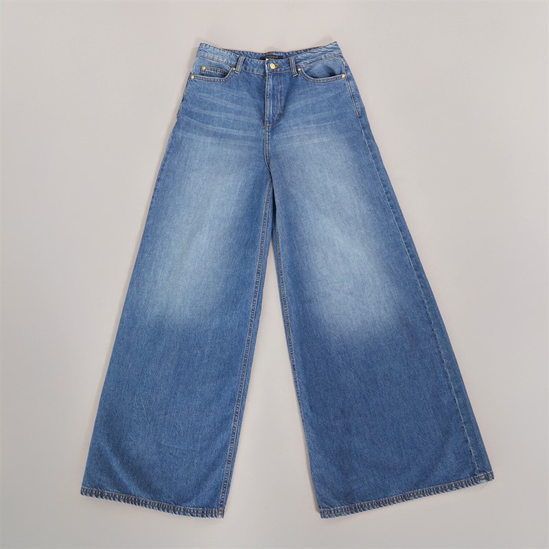 Foxdale Womens Greenwich Wide Leg Jeans Indigo Wash