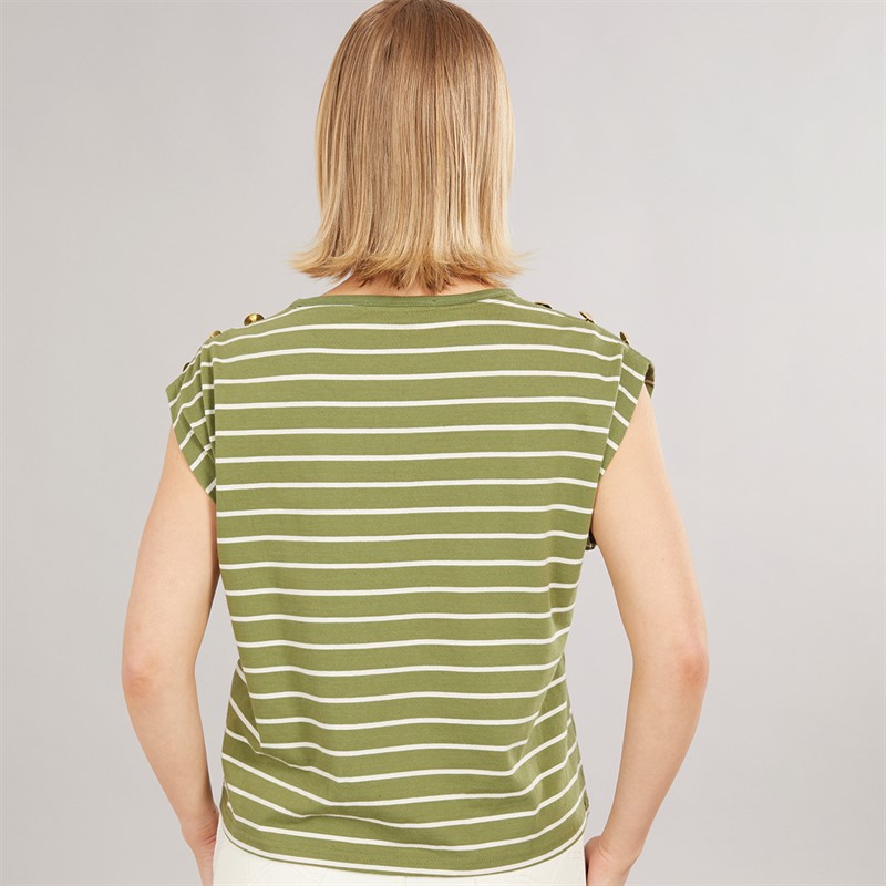 Foxdale Womens Kensington Stripe Rib T-Shirt Olive/Ecru