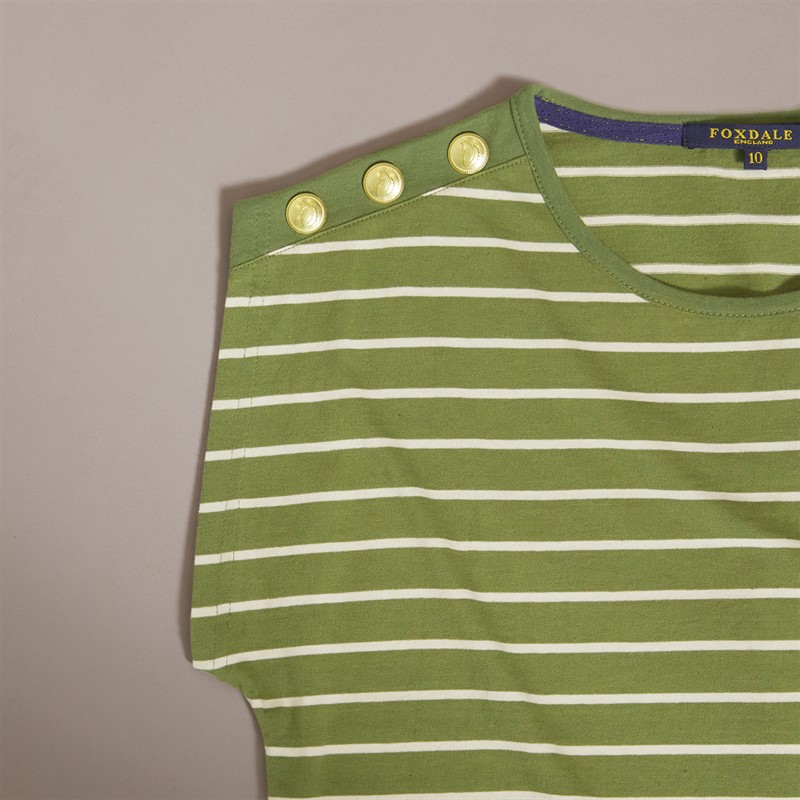 Foxdale Womens Kensington Stripe Rib T-Shirt Olive/Ecru