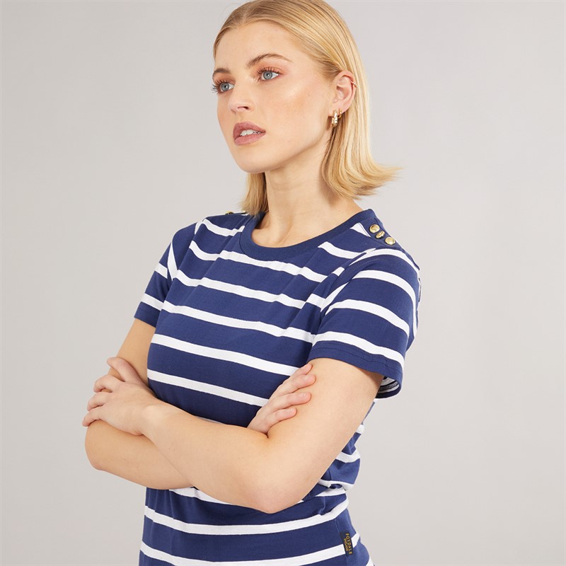 Foxdale Womens Beverly Stripe T-Shirt Navy/White - Size 16
