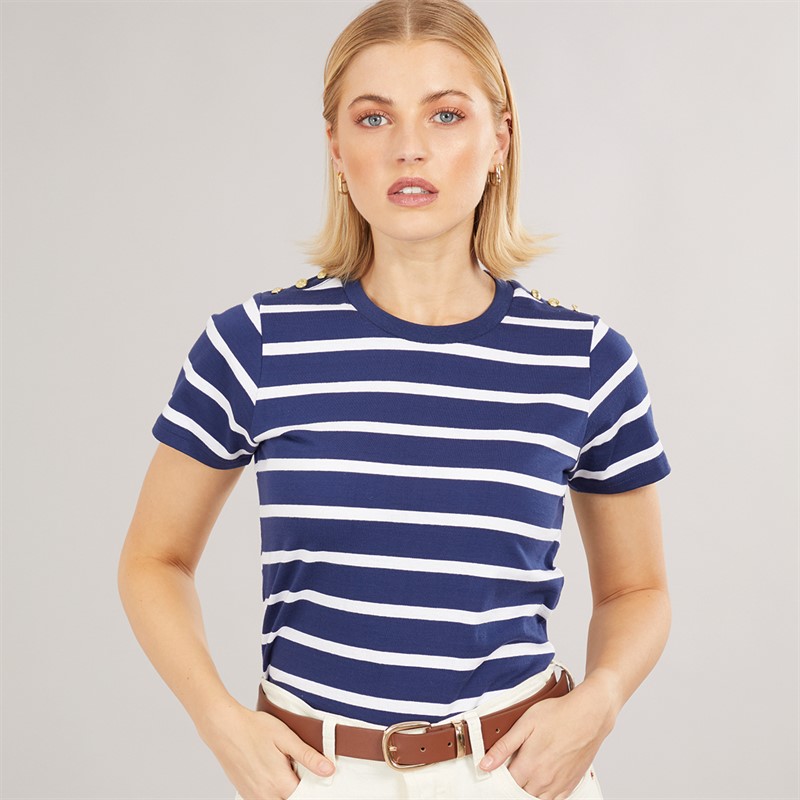 Foxdale Womens Beverly Stripe T-Shirt Navy/White