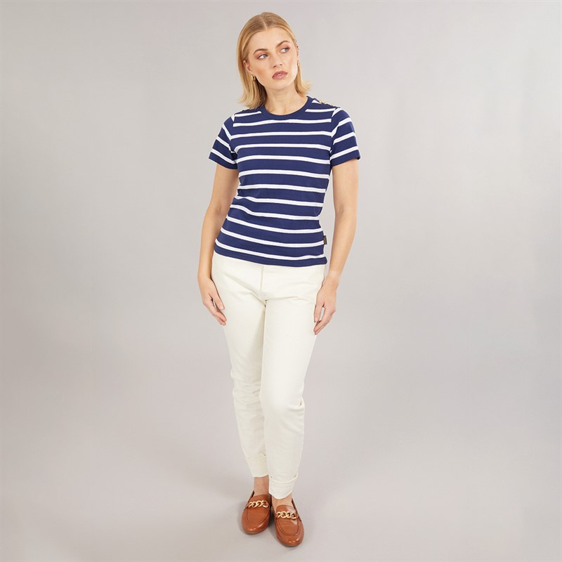 Foxdale Womens Beverly Stripe T-Shirt Navy/White