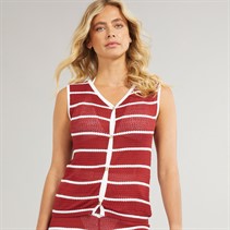 Foxdale Womens Peakham Stripe Knitted Vest Merlot/White