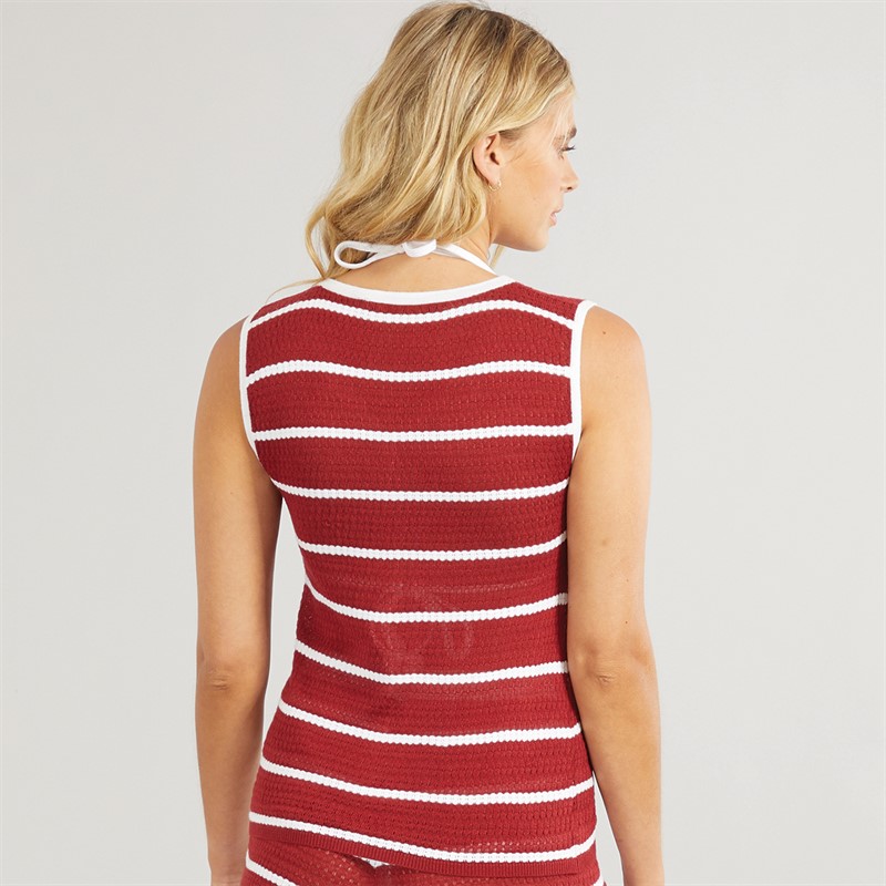 Foxdale Womens Peakham Stripe Knitted Vest Merlot/White