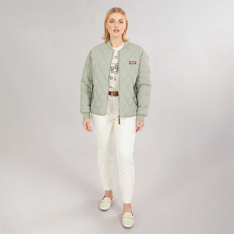 Foxdale Womens New Cross Quilted Bomber Jacket Sage