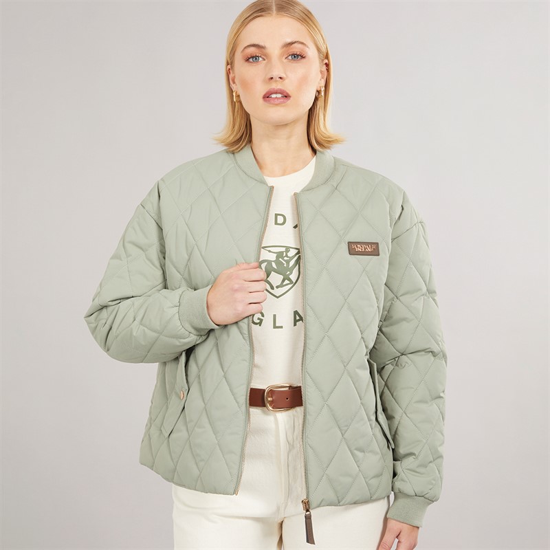 Foxdale Womens New Cross Quilted Bomber Jacket Sage