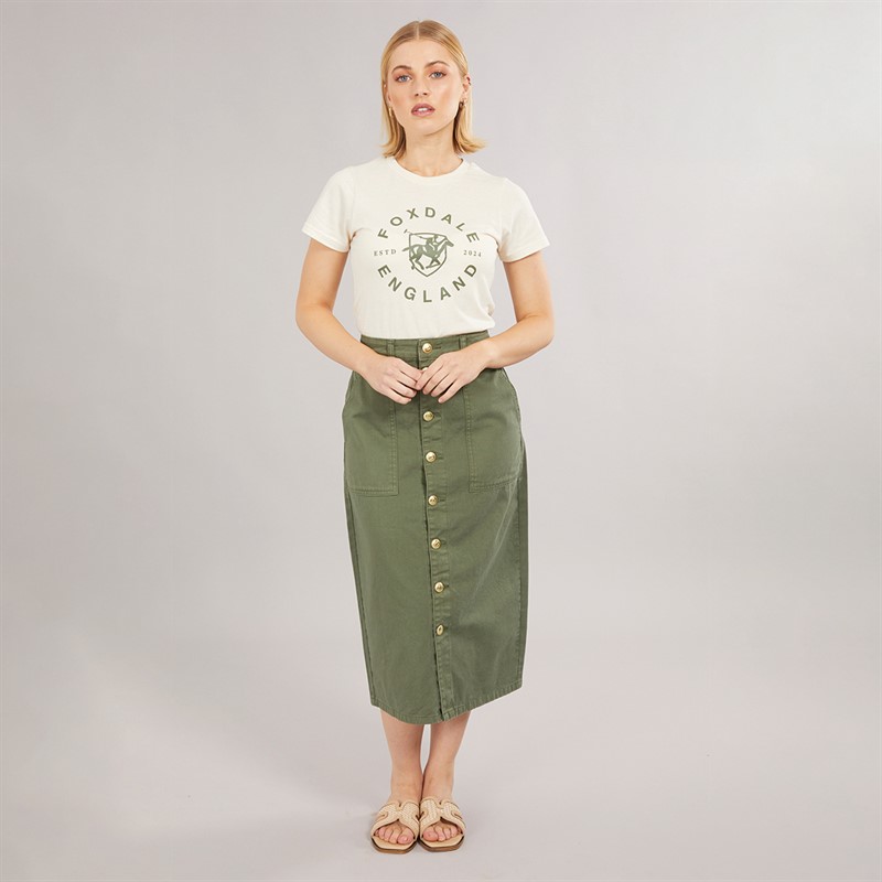 Foxdale Womens Knightsbridge Midi Skirt Olive