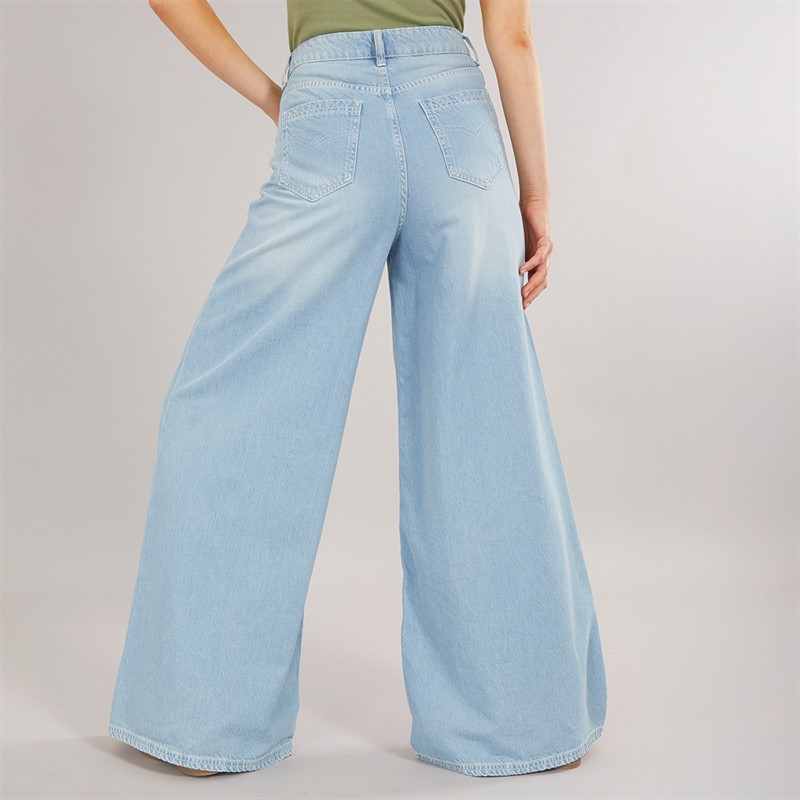 Foxdale Womens Greenwich Wide Leg Jeans Light Wash