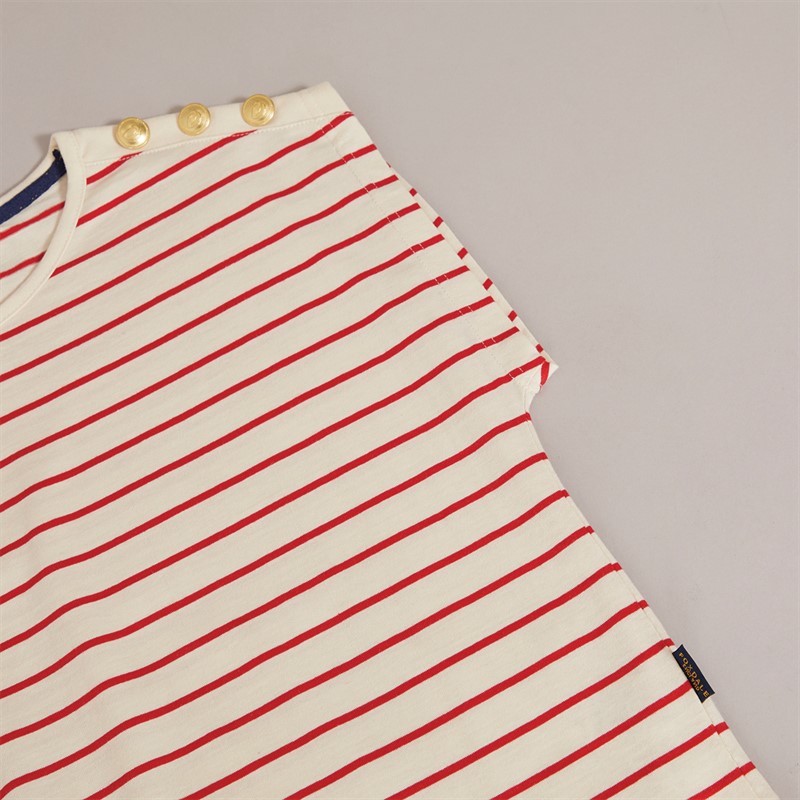 Foxdale Womens Kensington Stripe Rib T-Shirt Ecru/Red