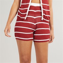 Foxdale Womens Soho Knitted Crochet Shorts Merlot/White