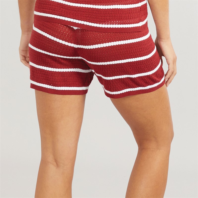Foxdale Womens Soho Knitted Crochet Shorts Merlot/White