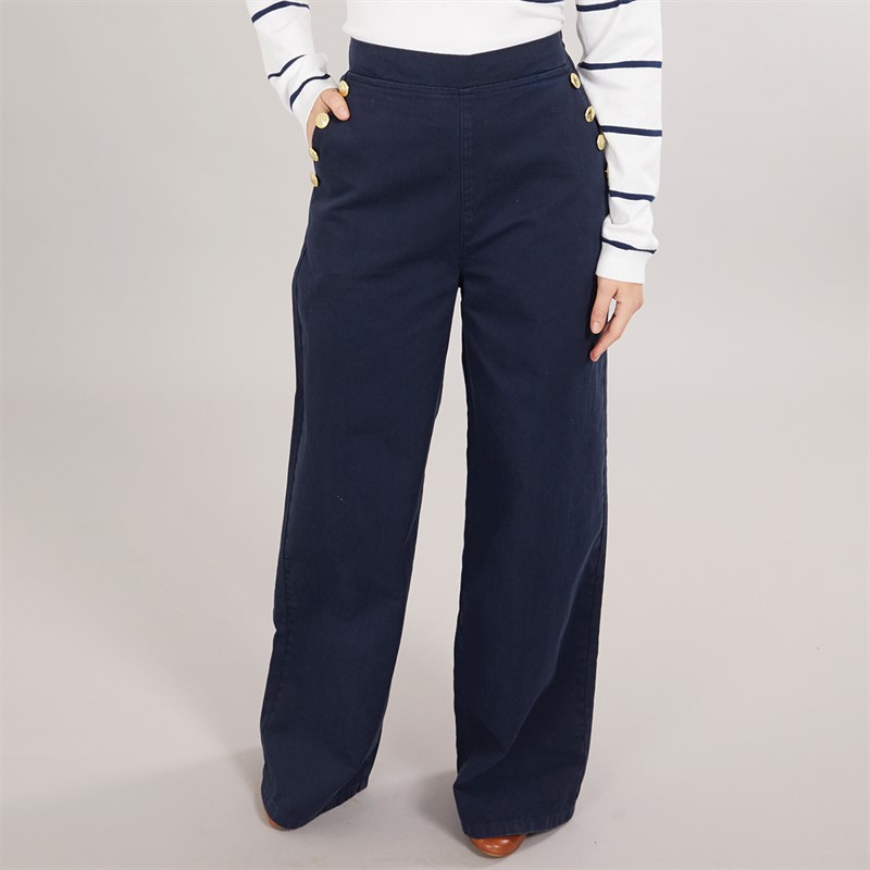Foxdale Womens Tooting Button Trousers Navy - Size 16