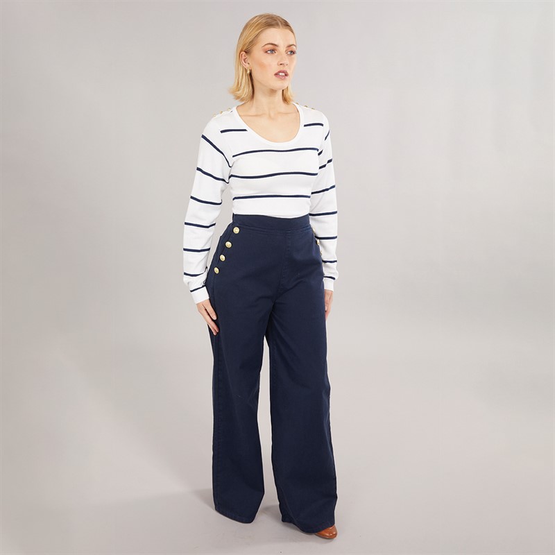 Foxdale Womens Tooting Button Trousers Navy