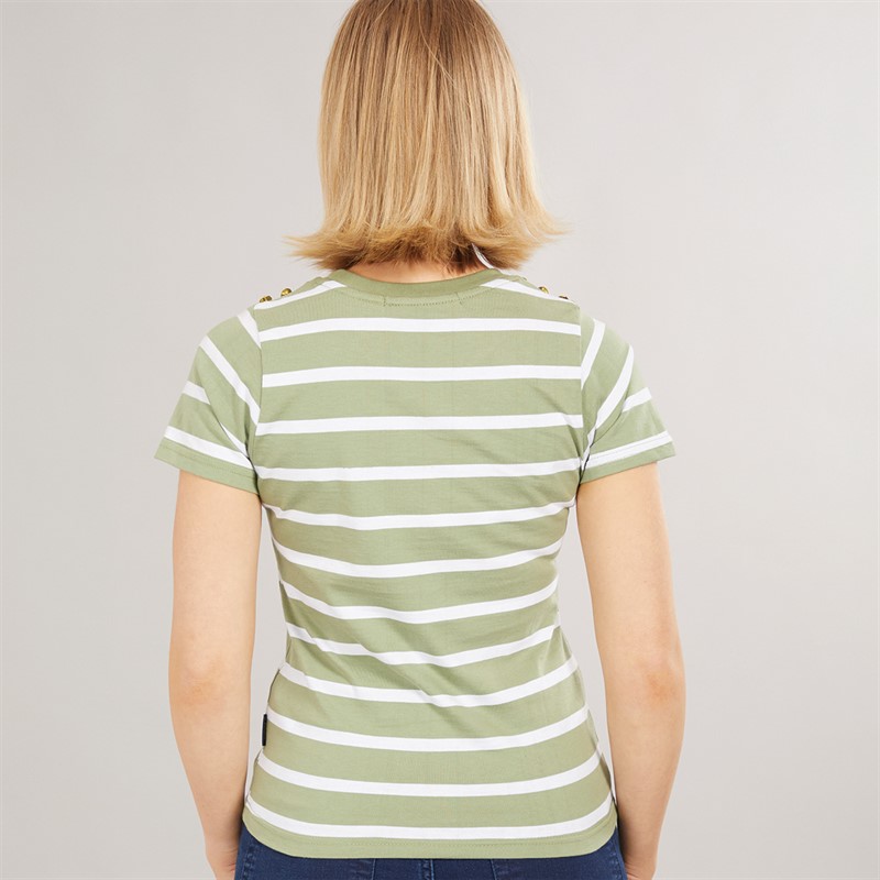 Foxdale Womens Beverly Stripe T-Shirt Sage/White