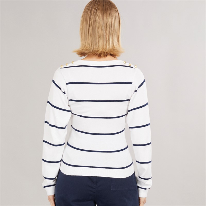 Foxdale Womens Southwalk Stripe Knitted T-Shirt White/Navy