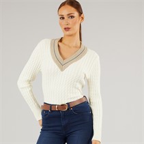 Foxdale Womens Hereford V-Neck Jumper Cream