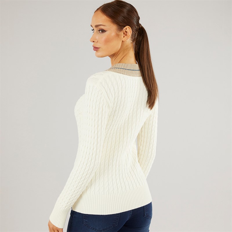 Foxdale Womens Hereford V-Neck Jumper Cream
