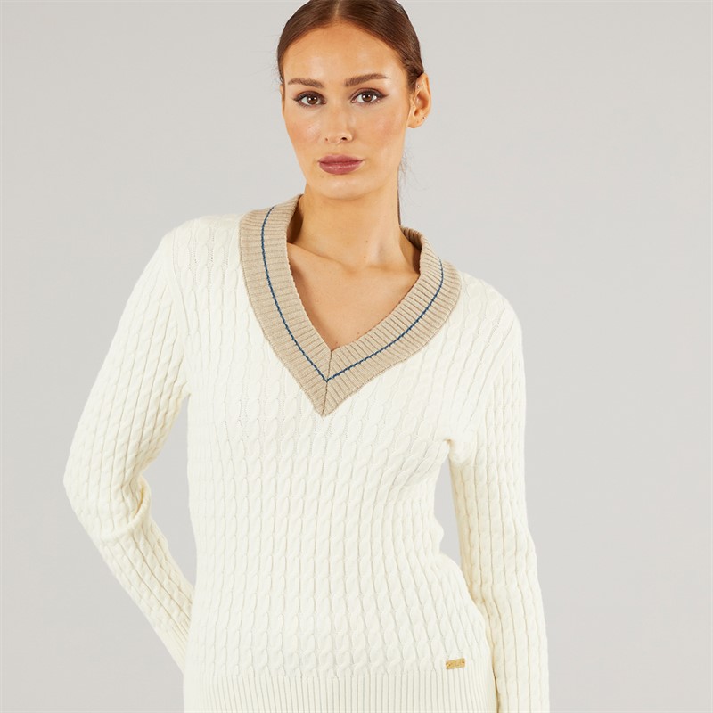 Foxdale Womens Hereford V-Neck Jumper Cream