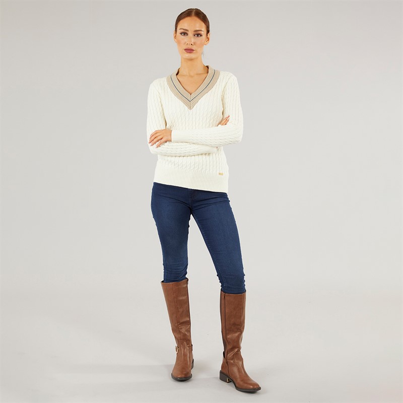 Foxdale Womens Hereford V-Neck Jumper Cream