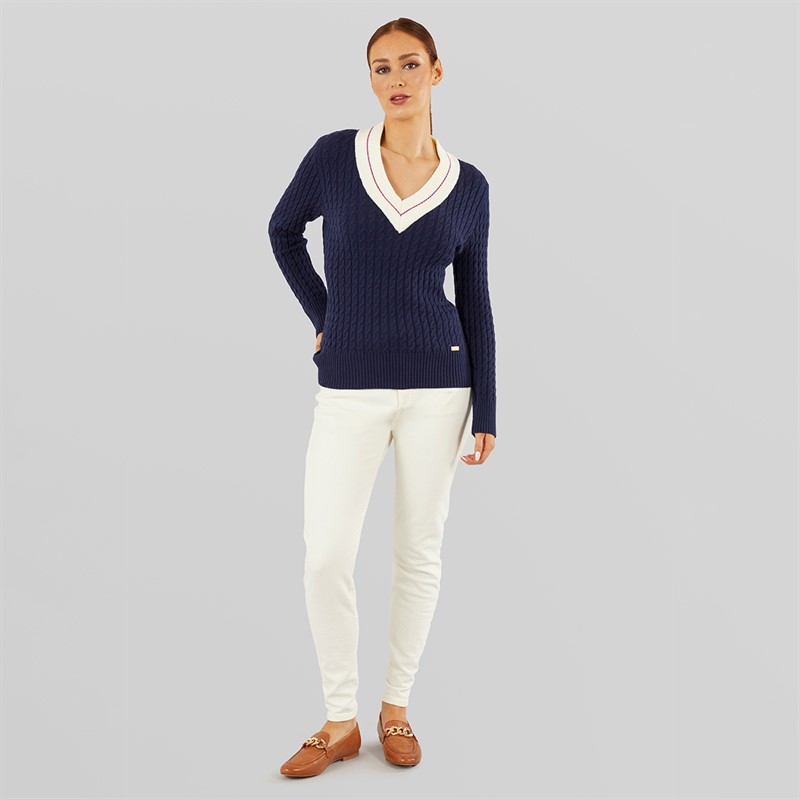 Foxdale Womens Hereford V-Neck Jumper Navy