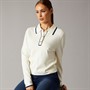 Foxdale Womens Knitted Long Sleeve Polo Shirt Cream/Navy