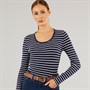 Foxdale Womens Jockey Stripe Top Navy/White