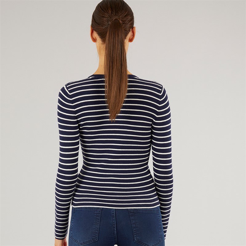 Foxdale Womens Jockey Stripe Top Navy/White