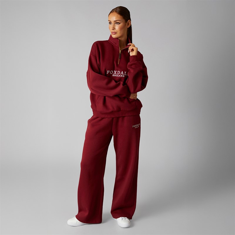 Foxdale Womens Pontefract Wide Leg Joggers Burgundy