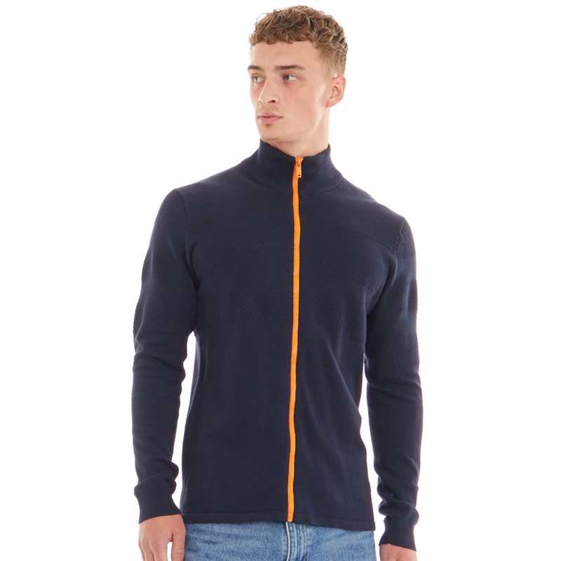 Nielsen Svane Pullover zippé classique marin Homme Bleu marine/orange