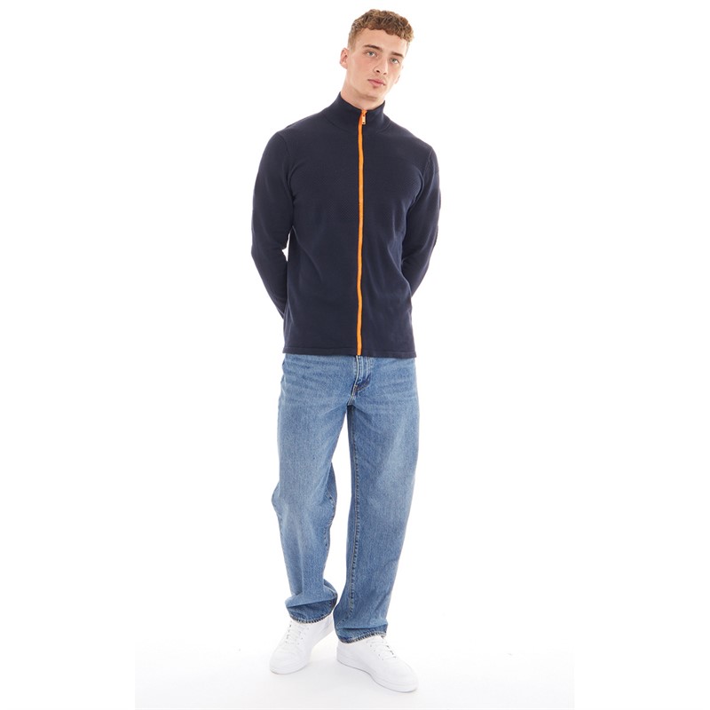 Nielsen Svane Pullover zippé classique marin Homme Bleu marine/orange