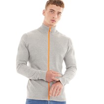 Nielsen Svane Pullover zippé en maille Marine classique Homme gris/orange