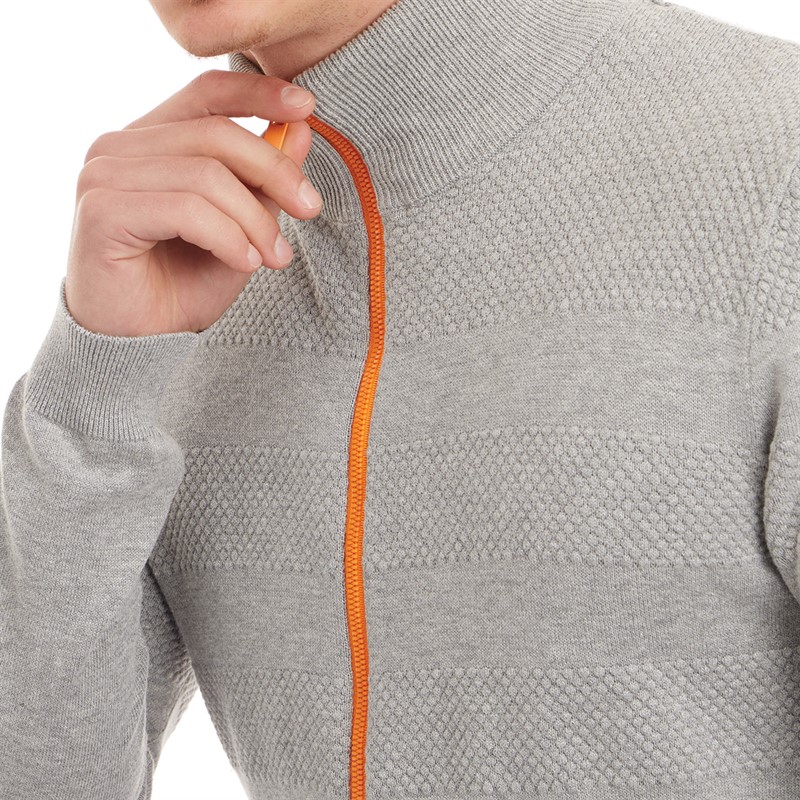 Nielsen Svane Pullover zippé en maille Marine classique Homme gris/orange