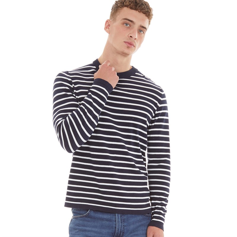 Nielsen Svane Pullover à col rond Oscar Classic homme, Bleu marine/blanc cassé