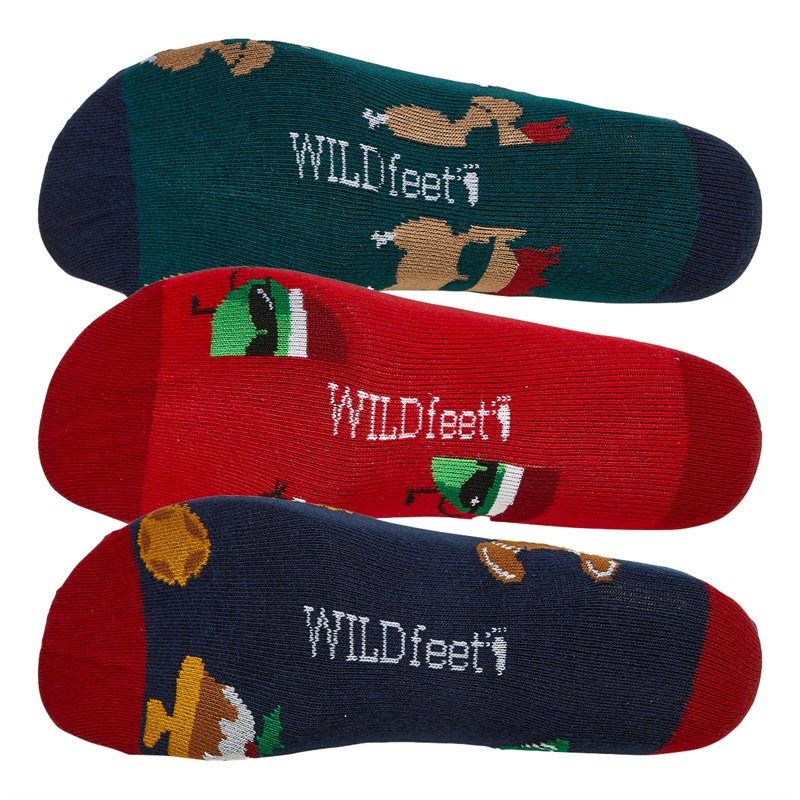 Wildfeet Mens Dancing Food Christmas Three Pack Socks Boxed Gift Set Assorted